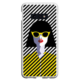 Чехол для Samsung S10E с принтом Pop art girl в Белгороде, Силикон | Область печати: задняя сторона чехла, без боковых панелей | abstraction | bright | color | fashion | hair | lines | lips | pop art | rack | red | style | yellow | абстракция | губы | желтый | каре | красный | линии | мода | очки | поп арт | прическа | стиль | цвет | яркий