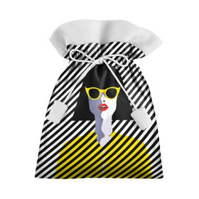 Подарочный 3D мешок с принтом Pop art girl в Белгороде, 100% полиэстер | Размер: 29*39 см | abstraction | bright | color | fashion | hair | lines | lips | pop art | rack | red | style | yellow | абстракция | губы | желтый | каре | красный | линии | мода | очки | поп арт | прическа | стиль | цвет | яркий