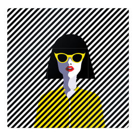 Магнитный плакат 3Х3 с принтом Pop art girl в Белгороде, Полимерный материал с магнитным слоем | 9 деталей размером 9*9 см | abstraction | bright | color | fashion | hair | lines | lips | pop art | rack | red | style | yellow | абстракция | губы | желтый | каре | красный | линии | мода | очки | поп арт | прическа | стиль | цвет | яркий