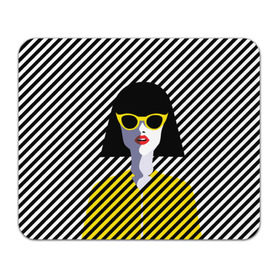 Коврик прямоугольный с принтом Pop art girl в Белгороде, натуральный каучук | размер 230 х 185 мм; запечатка лицевой стороны | Тематика изображения на принте: abstraction | bright | color | fashion | hair | lines | lips | pop art | rack | red | style | yellow | абстракция | губы | желтый | каре | красный | линии | мода | очки | поп арт | прическа | стиль | цвет | яркий