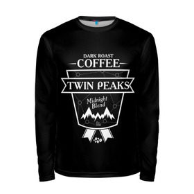 Мужской лонгслив 3D с принтом Twin Peaks Coffee в Белгороде, 100% полиэстер | длинные рукава, круглый вырез горловины, полуприлегающий силуэт | twin peaks | арт | купер | сериал | твин пикс | фильмы | черно белые