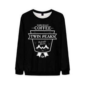 Мужской свитшот 3D с принтом Twin Peaks Coffee в Белгороде, 100% полиэстер с мягким внутренним слоем | круглый вырез горловины, мягкая резинка на манжетах и поясе, свободная посадка по фигуре | Тематика изображения на принте: twin peaks | арт | купер | сериал | твин пикс | фильмы | черно белые