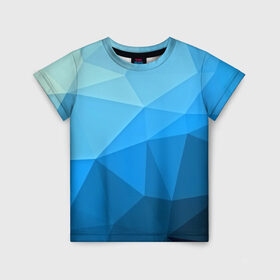 Детская футболка 3D с принтом geometric blue в Белгороде, 100% гипоаллергенный полиэфир | прямой крой, круглый вырез горловины, длина до линии бедер, чуть спущенное плечо, ткань немного тянется | abstraction | абстракция | геометрия | грани | линии | полигоны | розовый | сочетания | текстура | треугольники