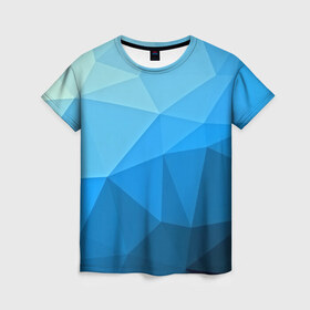 Женская футболка 3D с принтом geometric blue в Белгороде, 100% полиэфир ( синтетическое хлопкоподобное полотно) | прямой крой, круглый вырез горловины, длина до линии бедер | abstraction | абстракция | геометрия | грани | линии | полигоны | розовый | сочетания | текстура | треугольники