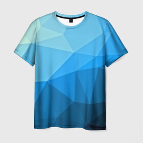 Мужская футболка 3D с принтом geometric blue в Белгороде, 100% полиэфир | прямой крой, круглый вырез горловины, длина до линии бедер | Тематика изображения на принте: abstraction | абстракция | геометрия | грани | линии | полигоны | розовый | сочетания | текстура | треугольники