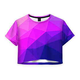 Женская футболка 3D укороченная с принтом Geometrica в Белгороде, 100% полиэстер | круглая горловина, длина футболки до линии талии, рукава с отворотами | abstraction | абстракция | геометрия | грани | линии | полигоны | розовый | сочетания | текстура | треугольники