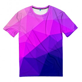 Мужская футболка 3D с принтом Geometrica в Белгороде, 100% полиэфир | прямой крой, круглый вырез горловины, длина до линии бедер | Тематика изображения на принте: abstraction | абстракция | геометрия | грани | линии | полигоны | розовый | сочетания | текстура | треугольники