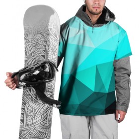 Накидка на куртку 3D с принтом Green geometric в Белгороде, 100% полиэстер |  | abstraction | абстракция | геометрия | грани | линии | полигоны | сочетания | текстура | треугольники