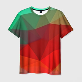 Мужская футболка 3D с принтом Abstraction colorise в Белгороде, 100% полиэфир | прямой крой, круглый вырез горловины, длина до линии бедер | abstraction | абстракция | геометрия | грани | линии | полигоны | сочетания | текстура | треугольники