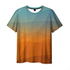 Мужская футболка 3D с принтом Смешивание цвета в Белгороде, 100% полиэфир | прямой крой, круглый вырез горловины, длина до линии бедер | abstraction | абстракция | геометрия | грани | линии | полигоны | сочетания | текстура | треугольники