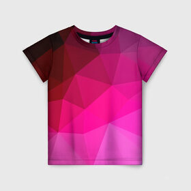 Детская футболка 3D с принтом Pink Polygon в Белгороде, 100% гипоаллергенный полиэфир | прямой крой, круглый вырез горловины, длина до линии бедер, чуть спущенное плечо, ткань немного тянется | 