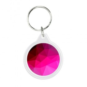 Брелок круглый с принтом Pink Polygon в Белгороде, пластик и полированная сталь | круглая форма, металлическое крепление в виде кольца | 