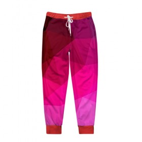 Мужские брюки 3D с принтом Pink Polygon в Белгороде, 100% полиэстер | манжеты по низу, эластичный пояс регулируется шнурком, по бокам два кармана без застежек, внутренняя часть кармана из мелкой сетки | 