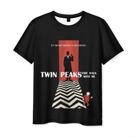 Мужская футболка 3D с принтом Twin Peaks в Белгороде, 100% полиэфир | прямой крой, круглый вырез горловины, длина до линии бедер | twin peaks | агент дейл  купер | арт | сериал | твин пикс | фильмы