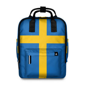 Женский рюкзак 3D с принтом Флаг Швеции в Белгороде, 100% полиэстер | лямки с регулируемой длиной, сверху ручки, чтобы рюкзак нести как сумку. Основное отделение закрывается на молнию, как и внешний карман. Внутри два дополнительных кармана, один из которых закрывается на молнию. По бокам два дополнительных кармашка, куда поместится маленькая бутылочка
 | flag | sverige | sweden | флаг | швеция