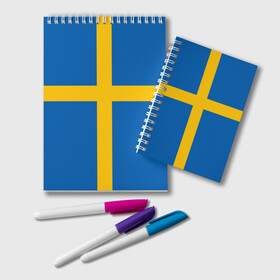 Блокнот с принтом Флаг Швеции в Белгороде, 100% бумага | 48 листов, плотность листов — 60 г/м2, плотность картонной обложки — 250 г/м2. Листы скреплены удобной пружинной спиралью. Цвет линий — светло-серый
 | flag | sverige | sweden | флаг | швеция