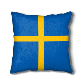 Подушка 3D с принтом Флаг Швеции в Белгороде, наволочка – 100% полиэстер, наполнитель – холлофайбер (легкий наполнитель, не вызывает аллергию). | состоит из подушки и наволочки. Наволочка на молнии, легко снимается для стирки | flag | sverige | sweden | флаг | швеция