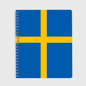Тетрадь с принтом Флаг Швеции в Белгороде, 100% бумага | 48 листов, плотность листов — 60 г/м2, плотность картонной обложки — 250 г/м2. Листы скреплены сбоку удобной пружинной спиралью. Уголки страниц и обложки скругленные. Цвет линий — светло-серый
 | Тематика изображения на принте: flag | sverige | sweden | флаг | швеция