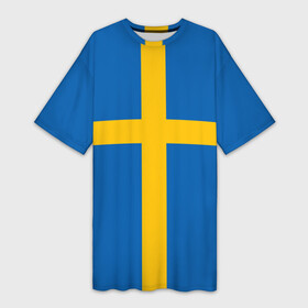 Платье-футболка 3D с принтом Флаг Швеции в Белгороде,  |  | flag | sverige | sweden | флаг | швеция