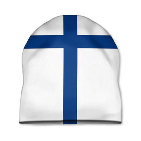 Шапка 3D с принтом Флаг Финляндии в Белгороде, 100% полиэстер | универсальный размер, печать по всей поверхности изделия | finland | flag | suomi | финляндия | флаг