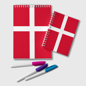 Блокнот с принтом Флаг Дании в Белгороде, 100% бумага | 48 листов, плотность листов — 60 г/м2, плотность картонной обложки — 250 г/м2. Листы скреплены удобной пружинной спиралью. Цвет линий — светло-серый
 | danmark | denmark | flag | дания | флаг