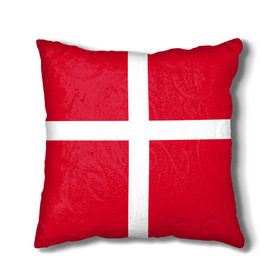 Подушка 3D с принтом Флаг Дании в Белгороде, наволочка – 100% полиэстер, наполнитель – холлофайбер (легкий наполнитель, не вызывает аллергию). | состоит из подушки и наволочки. Наволочка на молнии, легко снимается для стирки | danmark | denmark | flag | дания | флаг