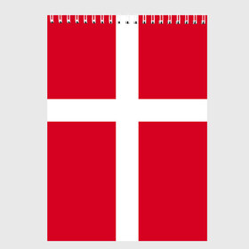 Скетчбук с принтом Флаг Дании в Белгороде, 100% бумага
 | 48 листов, плотность листов — 100 г/м2, плотность картонной обложки — 250 г/м2. Листы скреплены сверху удобной пружинной спиралью | danmark | denmark | flag | дания | флаг