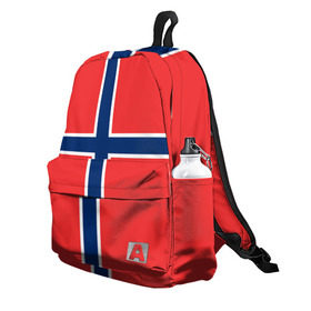 Рюкзак 3D с принтом Флаг Норвегии в Белгороде, 100% полиэстер | лямки с регулируемой длиной, сверху петелька, чтобы рюкзак можно было повесить на вешалку. Основное отделение закрывается на молнию, как и внешний карман. Внутри два дополнительных кармана, один из которых закрывается на молнию. По бокам два дополнительных кармашка | flag | norge | norway | норвегия | флаг