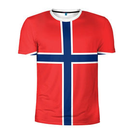 Мужская футболка 3D спортивная с принтом Флаг Норвегии в Белгороде, 100% полиэстер с улучшенными характеристиками | приталенный силуэт, круглая горловина, широкие плечи, сужается к линии бедра | flag | norge | norway | норвегия | флаг