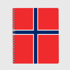 Тетрадь с принтом Флаг Норвегии в Белгороде, 100% бумага | 48 листов, плотность листов — 60 г/м2, плотность картонной обложки — 250 г/м2. Листы скреплены сбоку удобной пружинной спиралью. Уголки страниц и обложки скругленные. Цвет линий — светло-серый
 | flag | norge | norway | норвегия | флаг