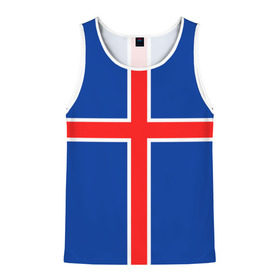 Мужская майка 3D с принтом Флаг Исландии в Белгороде, 100% полиэстер | круглая горловина, приталенный силуэт, длина до линии бедра. Пройма и горловина окантованы тонкой бейкой | flag | iceland | island | исландия | флаг
