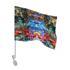 Флаг для автомобиля с принтом Психоделика в Белгороде, 100% полиэстер | Размер: 30*21 см | глитч | глич | линии | полосы | разноцветный