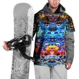 Накидка на куртку 3D с принтом Психоделика в Белгороде, 100% полиэстер |  | глитч | глич | линии | полосы | разноцветный