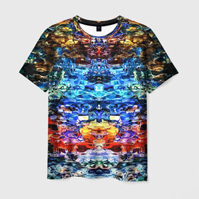 Мужская футболка 3D с принтом Психоделика в Белгороде, 100% полиэфир | прямой крой, круглый вырез горловины, длина до линии бедер | глитч | глич | линии | полосы | разноцветный