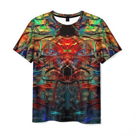 Мужская футболка 3D с принтом psychedelic в Белгороде, 100% полиэфир | прямой крой, круглый вырез горловины, длина до линии бедер | abstraction | color | spray | абстракция | волны | краска | краски | линии | оптические | полосы | разводы | узоры | фрактал | цветные
