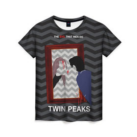 Женская футболка 3D с принтом TWIN PEAKS в Белгороде, 100% полиэфир ( синтетическое хлопкоподобное полотно) | прямой крой, круглый вырез горловины, длина до линии бедер | twin peaks | агент купер | арт | сериал | твин пикс | фильмы