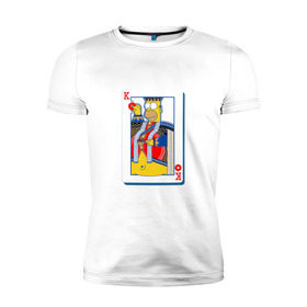 Мужская футболка премиум с принтом Гомер Король в Белгороде, 92% хлопок, 8% лайкра | приталенный силуэт, круглый вырез ворота, длина до линии бедра, короткий рукав | homer | king | poker | simpsons | барт | гомер | карты | король | мульт | мультфильм | покер | симпсоны