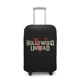 Чехол для чемодана 3D с принтом Hollywood Undead в Белгороде, 86% полиэфир, 14% спандекс | двустороннее нанесение принта, прорези для ручек и колес | five | hollywood undead | v
