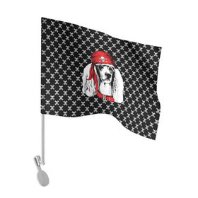 Флаг для автомобиля с принтом Пудель пират в Белгороде, 100% полиэстер | Размер: 30*21 см | animal | dog | pet | puppy | skull | арт | животные | пес | пират | пудель | собаки | текстура | череп