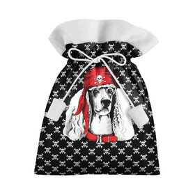 Подарочный 3D мешок с принтом Пудель пират в Белгороде, 100% полиэстер | Размер: 29*39 см | Тематика изображения на принте: animal | dog | pet | puppy | skull | арт | животные | пес | пират | пудель | собаки | текстура | череп