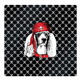 Магнитный плакат 3Х3 с принтом Пудель пират в Белгороде, Полимерный материал с магнитным слоем | 9 деталей размером 9*9 см | Тематика изображения на принте: animal | dog | pet | puppy | skull | арт | животные | пес | пират | пудель | собаки | текстура | череп
