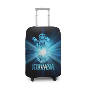 Чехол для чемодана 3D с принтом Группа Nirvana в Белгороде, 86% полиэфир, 14% спандекс | двустороннее нанесение принта, прорези для ручек и колес | kurt cobain | nirvana | вечная память | гитара | гранж | кумир | курт кобейн | лучи | микрофон | музыкант | надпись | нирвана | певец | рок | свет