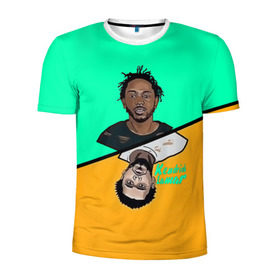 Мужская футболка 3D спортивная с принтом Kendrick Lamar в Белгороде, 100% полиэстер с улучшенными характеристиками | приталенный силуэт, круглая горловина, широкие плечи, сужается к линии бедра | k dot | kendrick lamar | дакворт | двуликий | карта | картинка | кендрик | король | король хип хопа | ламар | лицо | музыкант | певец | репер | рисунок | хип хоп