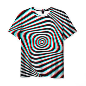 Мужская футболка 3D с принтом RGB optical в Белгороде, 100% полиэфир | прямой крой, круглый вырез горловины, длина до линии бедер | абстракция | волны | краска | линии | оптические | полосы | разводы | узоры | фрактал | цветные
