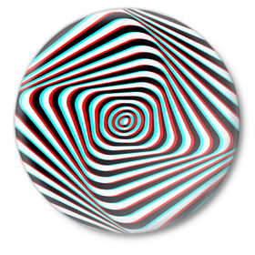Значок с принтом RGB optical в Белгороде,  металл | круглая форма, металлическая застежка в виде булавки | Тематика изображения на принте: абстракция | волны | краска | линии | оптические | полосы | разводы | узоры | фрактал | цветные