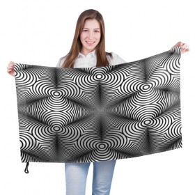 Флаг 3D с принтом Оптический pattern в Белгороде, 100% полиэстер | плотность ткани — 95 г/м2, размер — 67 х 109 см. Принт наносится с одной стороны | абстракция | волны | линии | оптические | полосы | разводы | узоры | фрактал