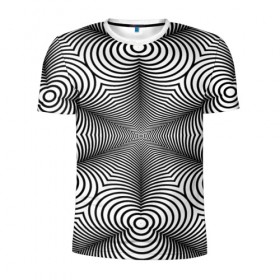 Мужская футболка 3D спортивная с принтом Оптический pattern в Белгороде, 100% полиэстер с улучшенными характеристиками | приталенный силуэт, круглая горловина, широкие плечи, сужается к линии бедра | абстракция | волны | линии | оптические | полосы | разводы | узоры | фрактал
