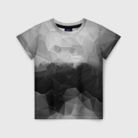 Детская футболка 3D с принтом Polygon gray в Белгороде, 100% гипоаллергенный полиэфир | прямой крой, круглый вырез горловины, длина до линии бедер, чуть спущенное плечо, ткань немного тянется | abstraction | polygon | абстракция | грань | краски | кубик | кубики | линии | мозаика | ребро | текстура | узор