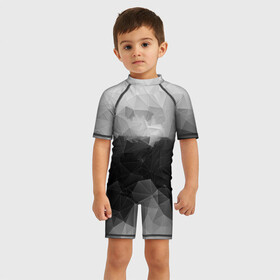 Детский купальный костюм 3D с принтом Polygon gray в Белгороде, Полиэстер 85%, Спандекс 15% | застежка на молнии на спине | abstraction | polygon | абстракция | грань | краски | кубик | кубики | линии | мозаика | ребро | текстура | узор