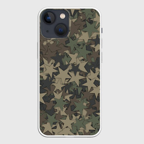 Чехол для iPhone 13 mini с принтом Камуфляж со звездами в Белгороде,  |  | геометрия | звезда | звезды | милитари | паттерн | текстура | фигуры | хаки